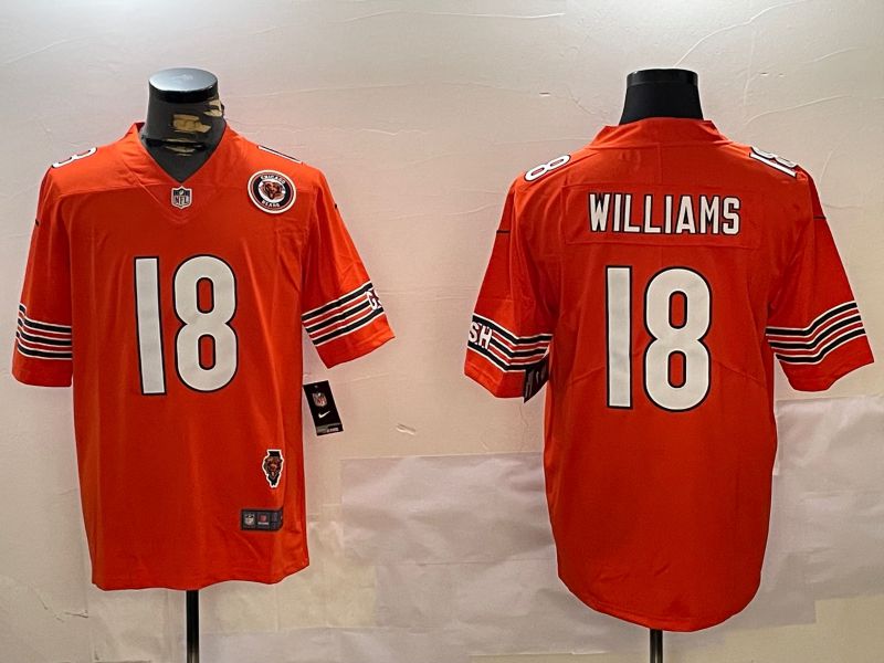 Men Chicago Bears #18 Williams Orange 2024 Nike Limited NFL Jersey style 2->chicago bears->NFL Jersey